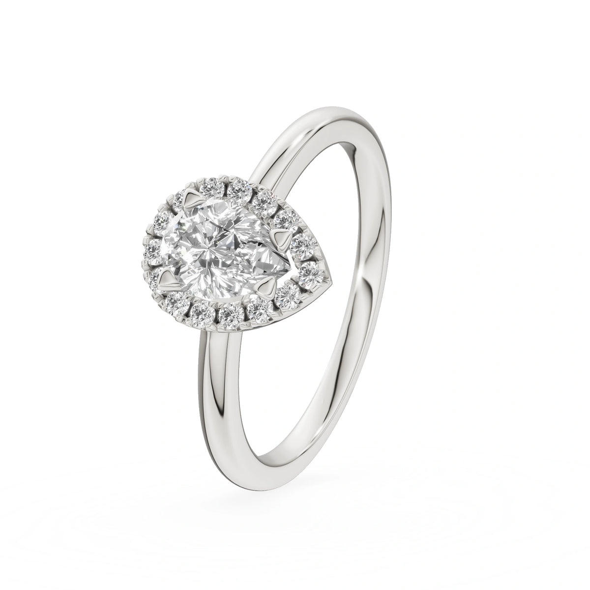 Gremari Seven Icon Verlobungsring aus Weißgold mit 0,15 ct Labordiamant – Pear