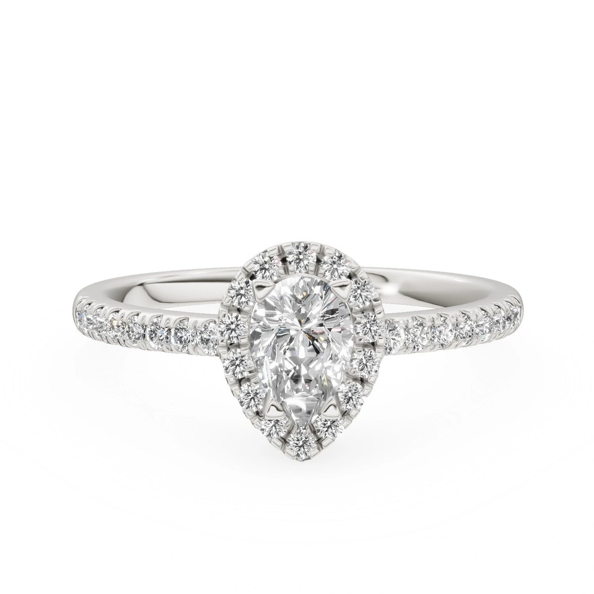Gremari Seven Icon Verlobungsring aus Weißgold mit 0,30 ct Labordiamant – Pear