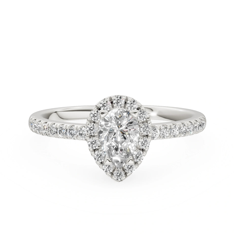 Gremari Seven Icon Verlobungsring aus Weißgold mit 0,30 ct Labordiamant – Pear