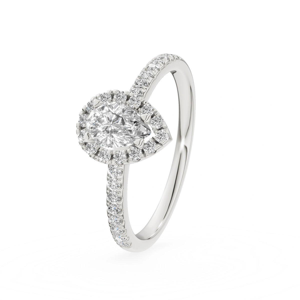 Gremari Seven Icon Verlobungsring aus Weißgold mit 0,30 ct Labordiamant – Pear