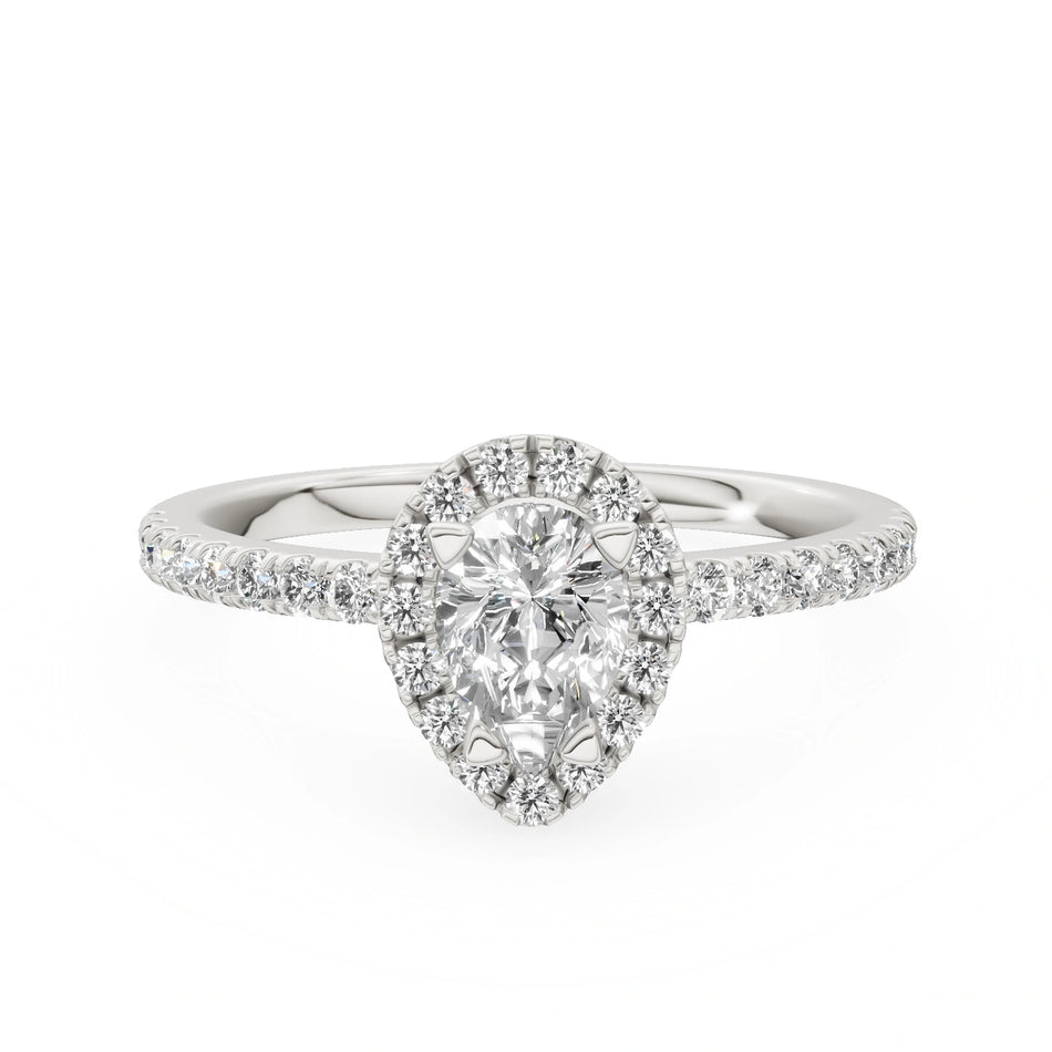 Gremari Seven Icon Verlobungsring aus Weißgold mit 0,50 ct Labordiamant – Pear