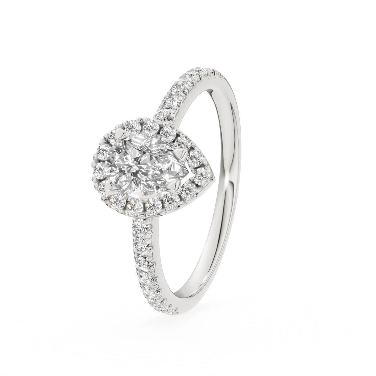 Gremari Seven Icon Verlobungsring aus Weißgold mit 0,50 ct Labordiamant – Pear