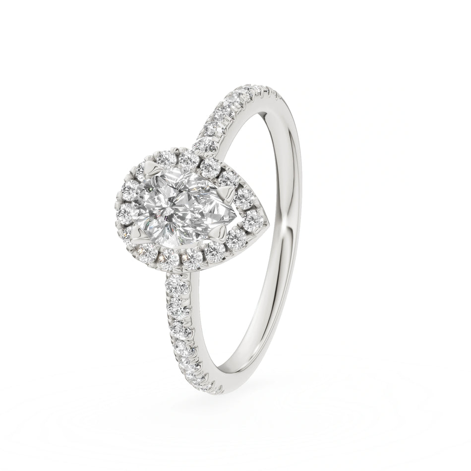 Gremari Seven Icon Verlobungsring aus Weißgold mit 0,50 ct Labordiamant – Pear