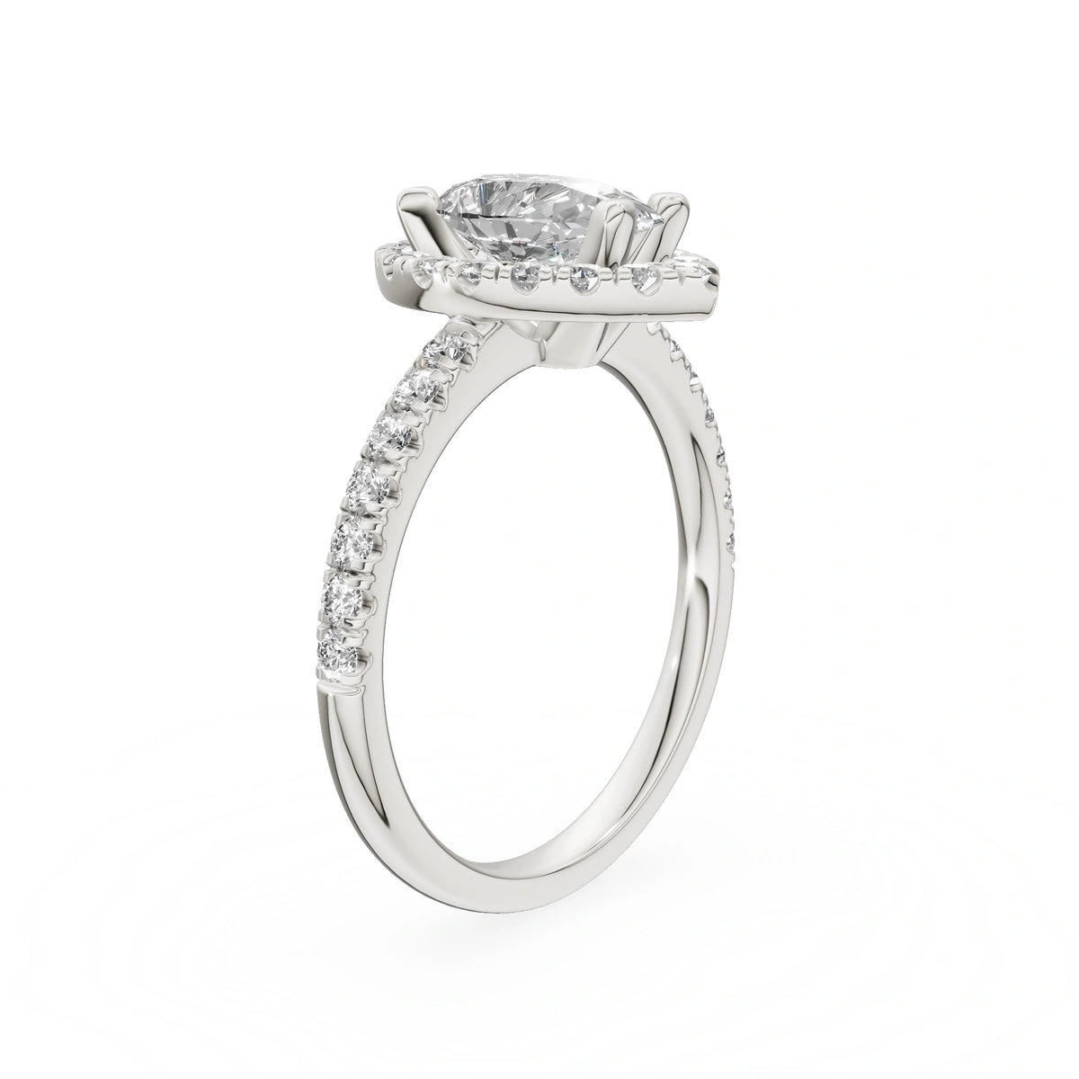 Gremari Seven Icon Verlobungsring aus Weißgold mit 1,00 ct Labordiamant – Pear