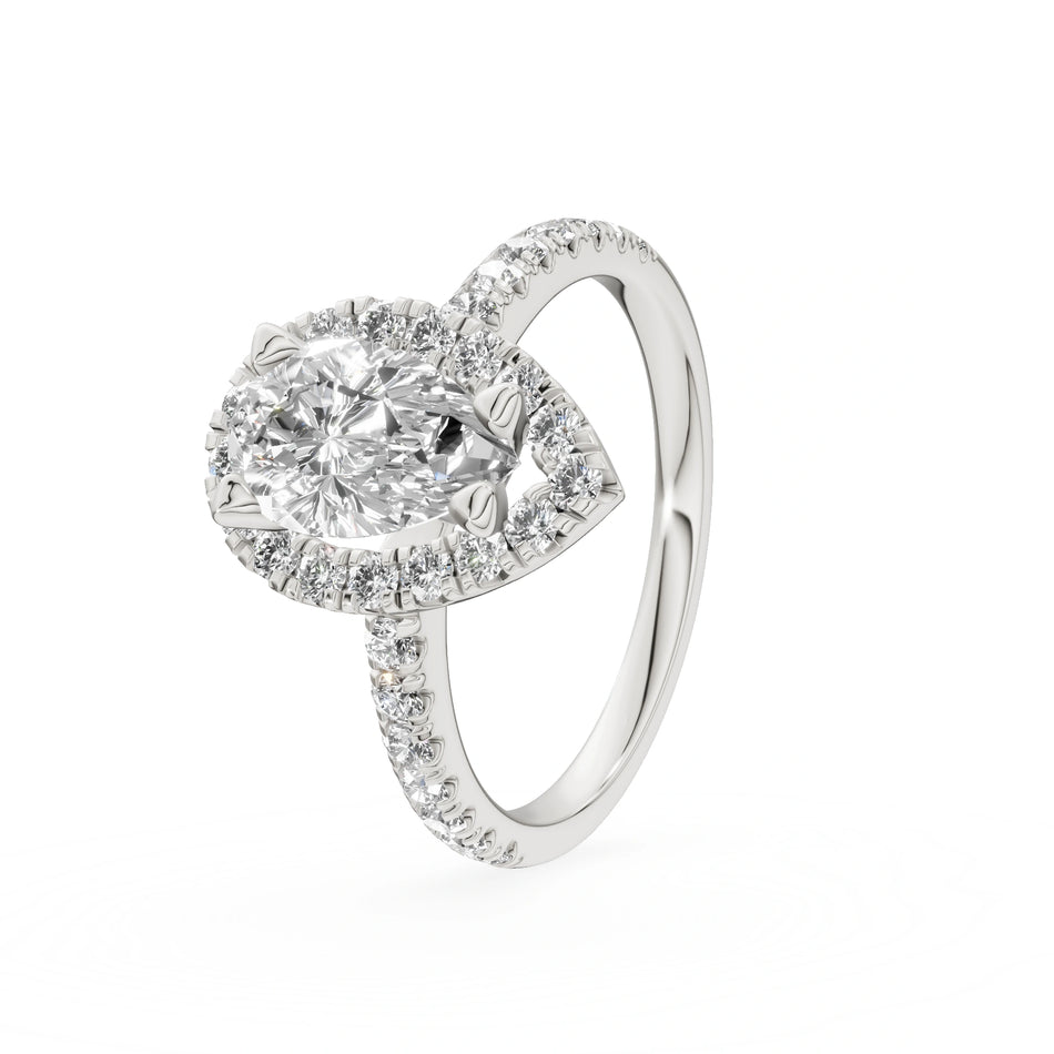 Gremari Seven Icon Verlobungsring aus Weißgold mit 1,00 ct Labordiamant – Pear