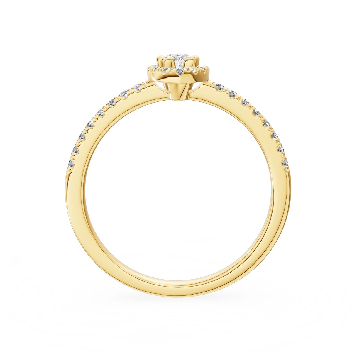 Gremari Seven Icon Verlobungsring aus Gelbgold mit 0,15 ct Labordiamant – Pear