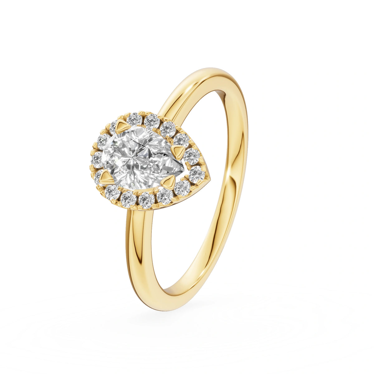 Gremari Seven Icon Verlobungsring aus Gelbgold mit 0,15 ct Labordiamant – Pear
