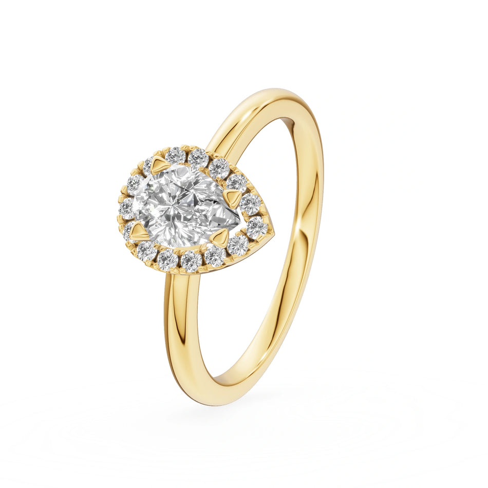 Gremari Seven Icon Verlobungsring aus Gelbgold mit 0,15 ct Labordiamant – Pear