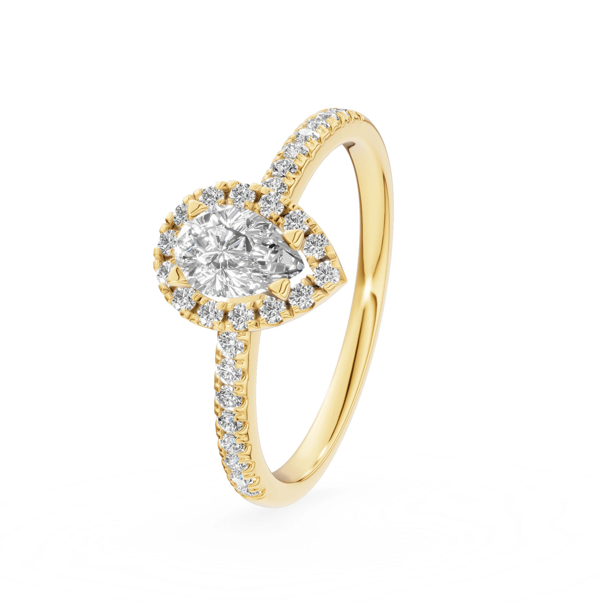 Gremari Seven Icon Verlobungsring aus Gelbgold mit 0,30 ct Labordiamant – Pear