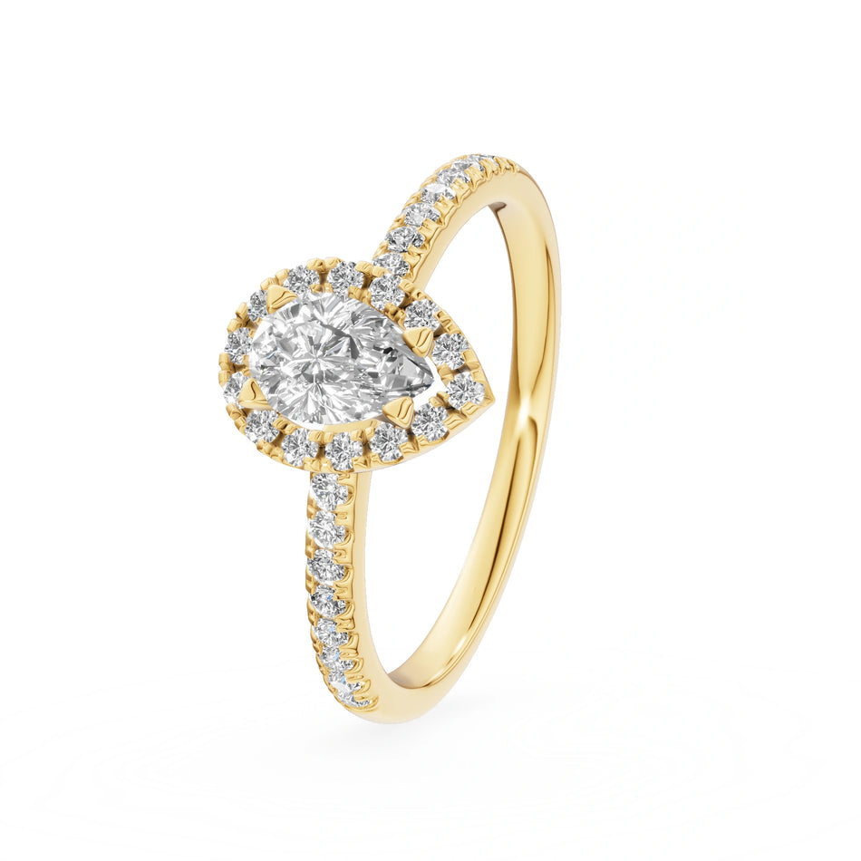 Gremari Seven Icon Verlobungsring aus Gelbgold mit 0,30 ct Labordiamant – Pear