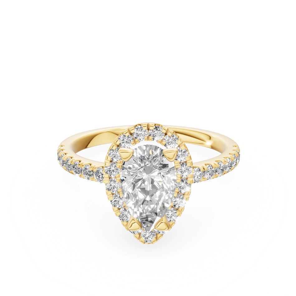 Gremari Seven Icon Verlobungsring aus Gelbgold mit 1,00 ct Labordiamant – Pear