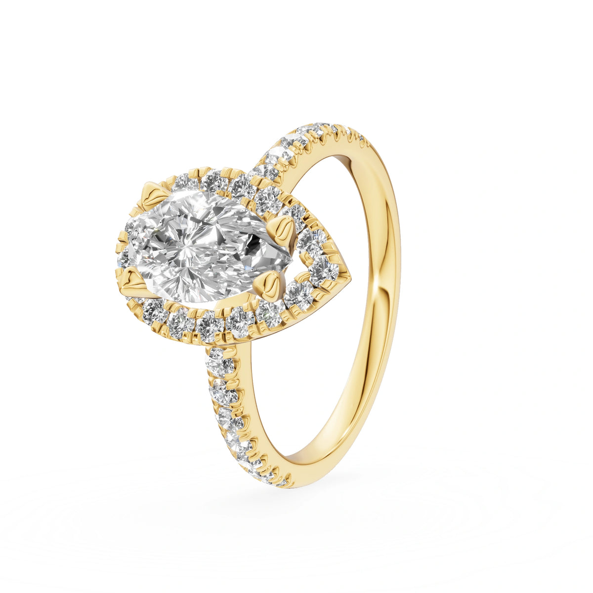Gremari Seven Icon Verlobungsring aus Gelbgold mit 1,00 ct Labordiamant – Pear