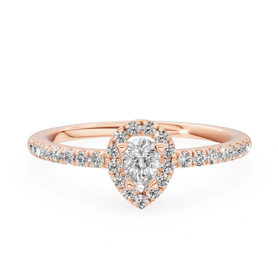 Gremari Seven Icon Verlobungsring aus Roségold mit 0,15 ct Naturdiamant – Pear