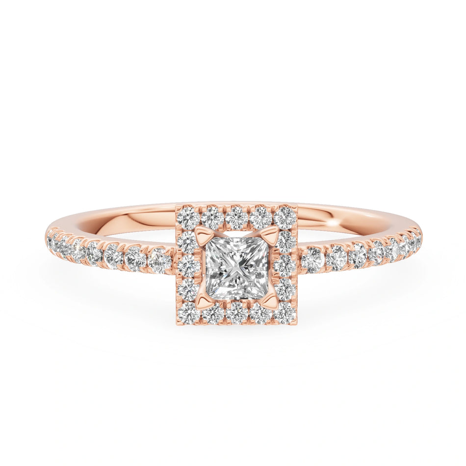 Gremari Seven Icon Verlobungsring aus Roségold mit 0,15 ct Labordiamant – Princess