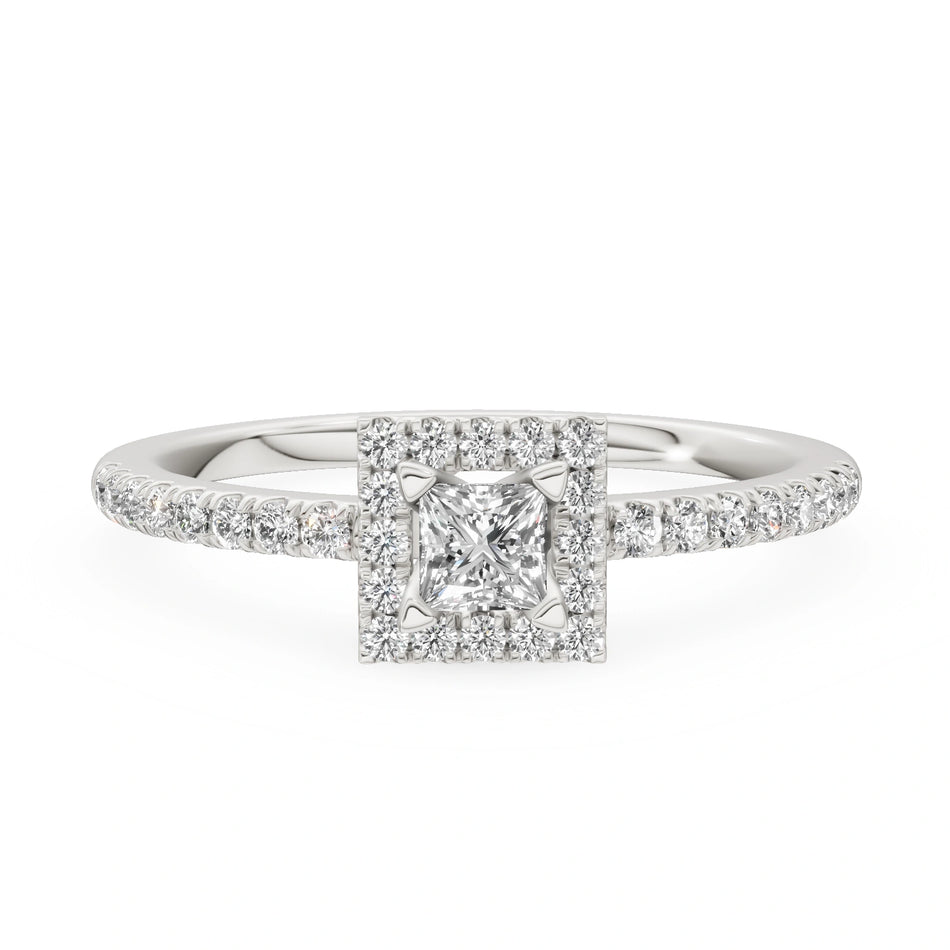 Gremari Seven Icon Verlobungsring aus Weißgold mit 0,15 ct Labordiamant – Princess