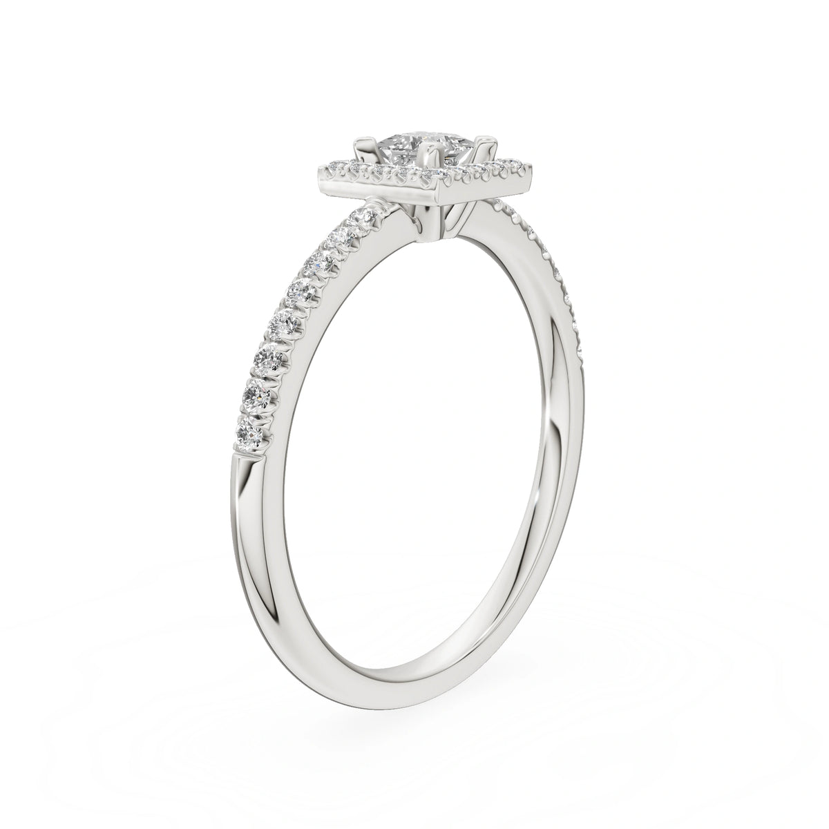 Gremari Seven Icon Verlobungsring aus Weißgold mit 0,15 ct Labordiamant – Princess