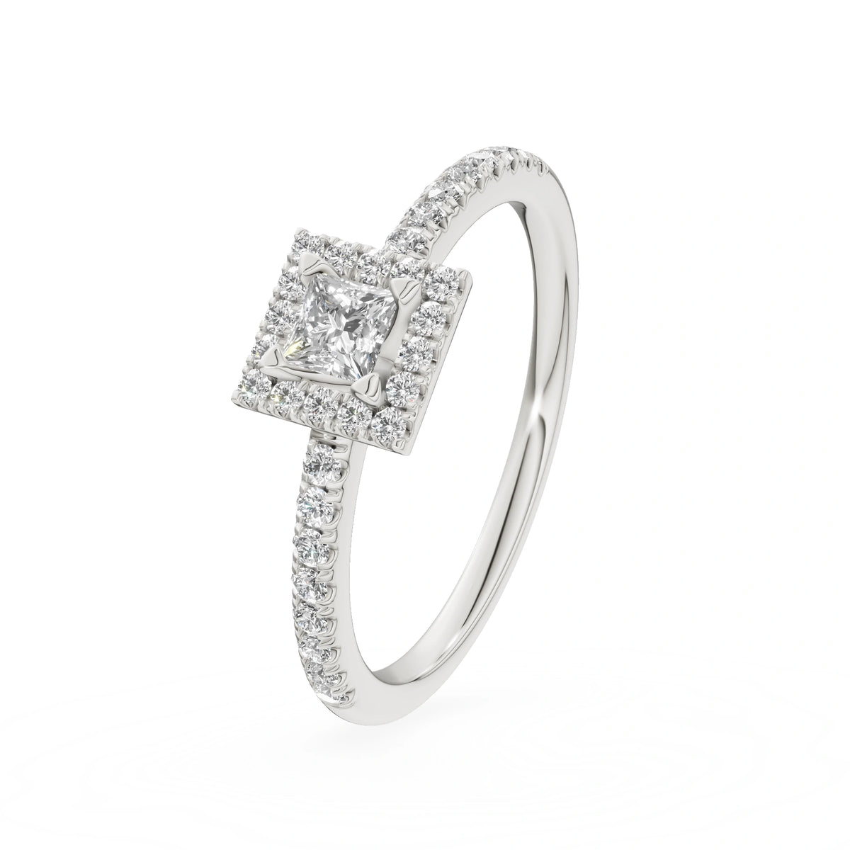 Gremari Seven Icon Verlobungsring aus Weißgold mit 0,15 ct Labordiamant – Princess