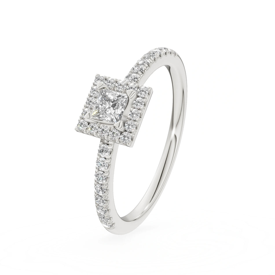 Gremari Seven Icon Verlobungsring aus Weißgold mit 0,15 ct Labordiamant – Princess