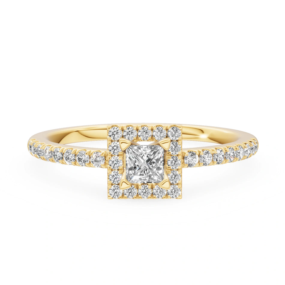 Gremari Seven Icon Verlobungsring aus Gelbgold mit 0,15 ct Labordiamant – Princess