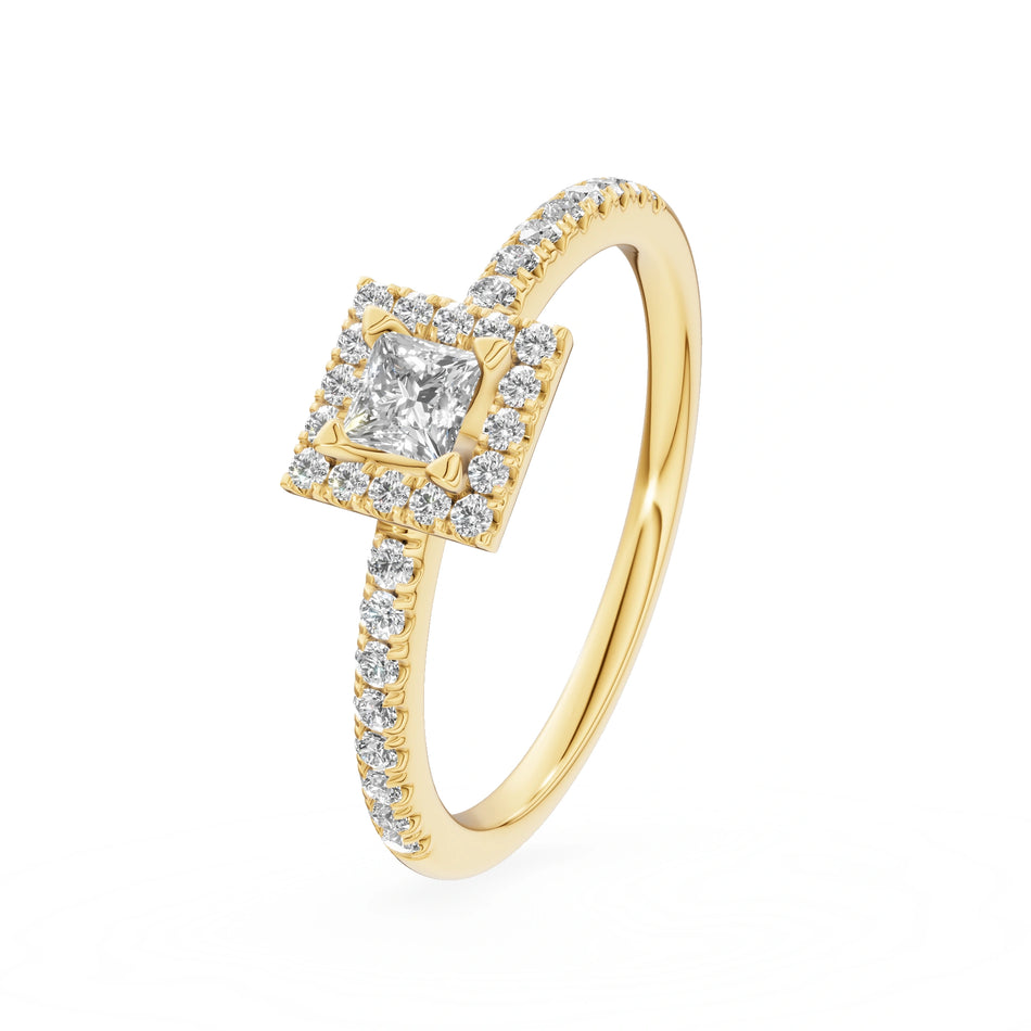 Gremari Seven Icon Verlobungsring aus Gelbgold mit 0,15 ct Labordiamant – Princess