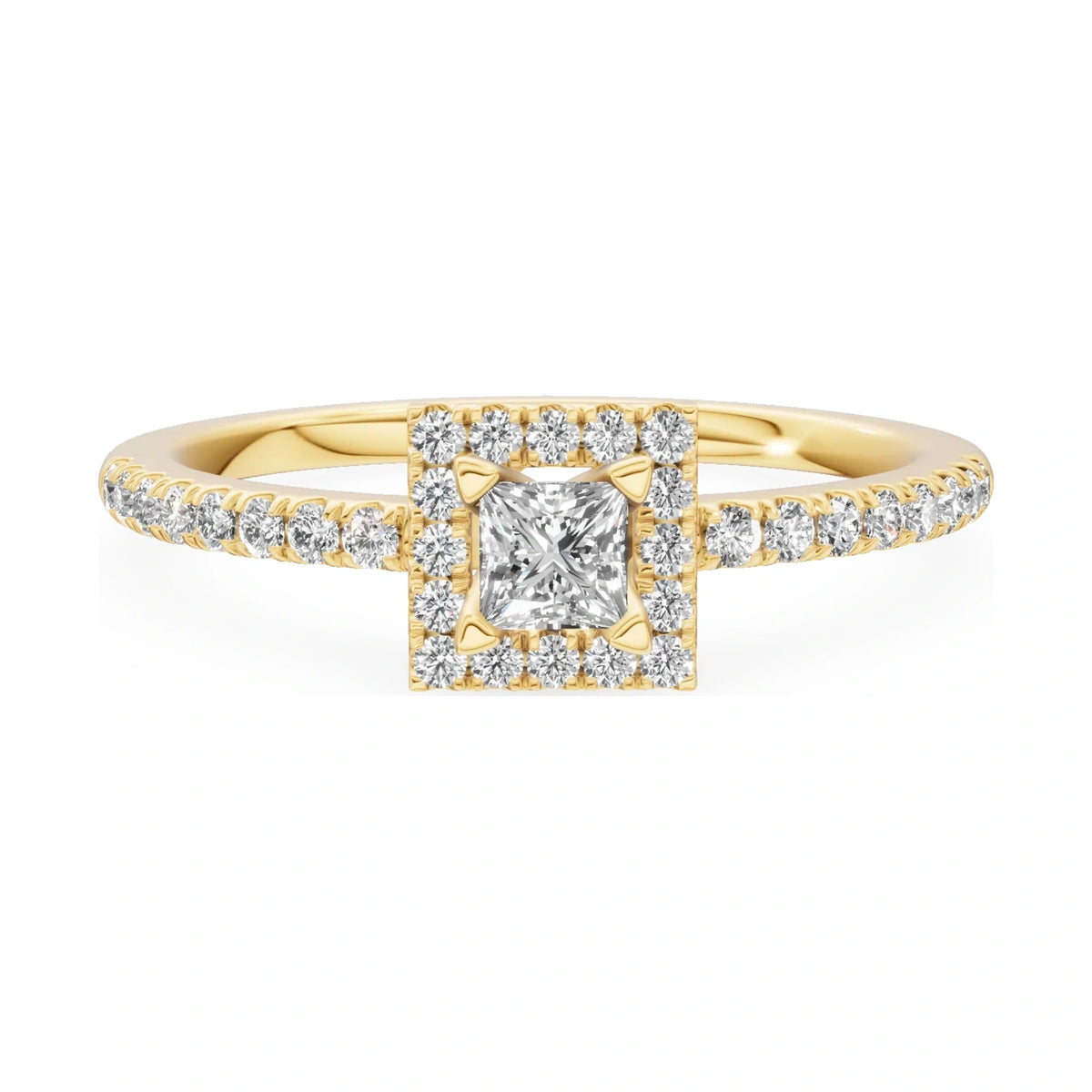 GREMARI Seven Icon 14K yellow gold engagement ring with 0.15 ct princess-cut natural diamond