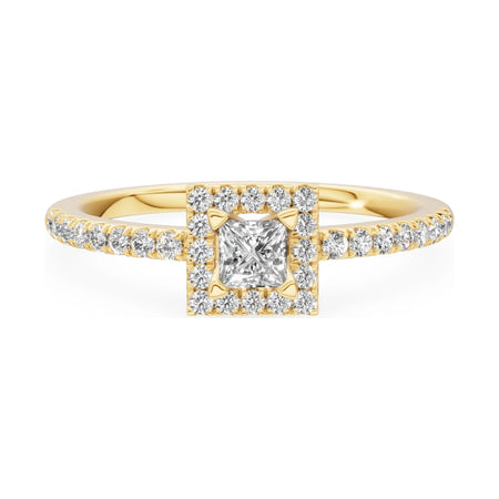 GREMARI Seven Icon 14K yellow gold engagement ring with 0.15 ct princess-cut natural diamond