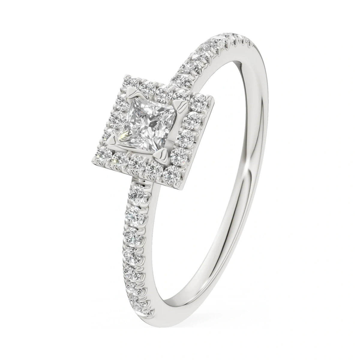 0.15 ct princess-cut natural diamond GREMARI Seven Icon engagement ring in 14K white gold