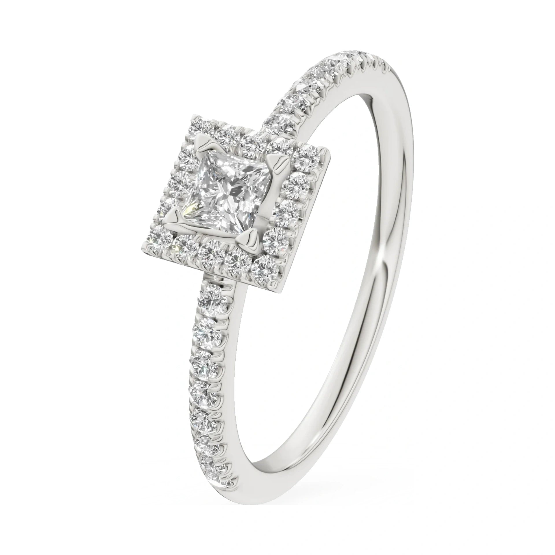 0.15 ct princess-cut natural diamond GREMARI Seven Icon engagement ring in 14K white gold