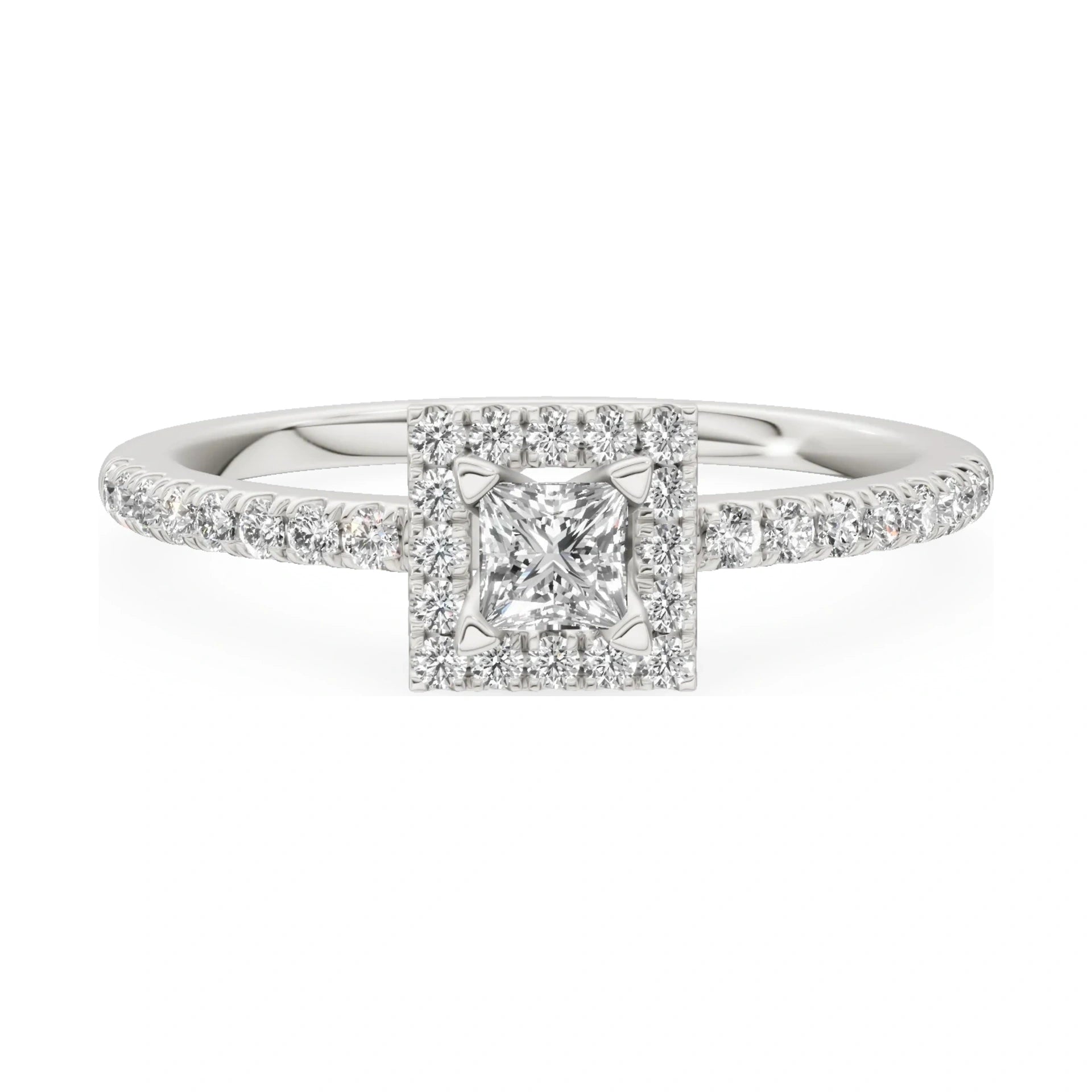GREMARI Seven Icon 14K white gold engagement ring with 0.15 ct princess-cut natural diamond
