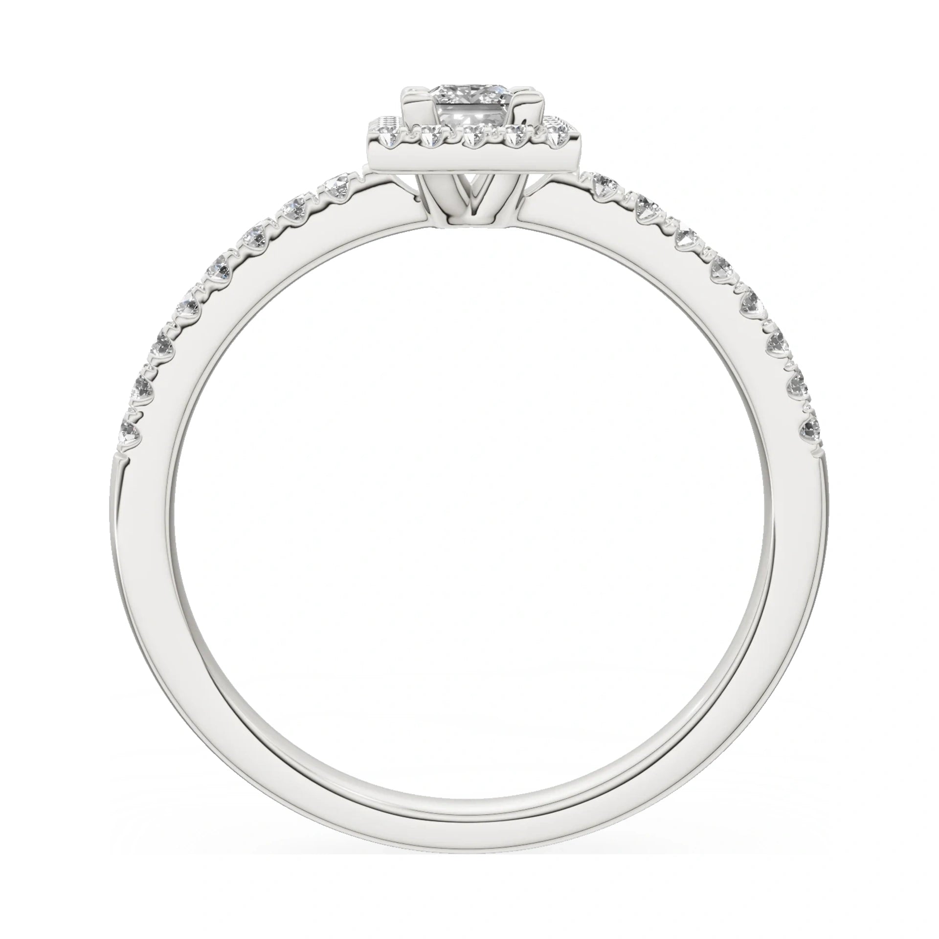 GREMARI Seven Icon princess-cut natural diamond engagement ring in 14K white gold, 0.15 ct