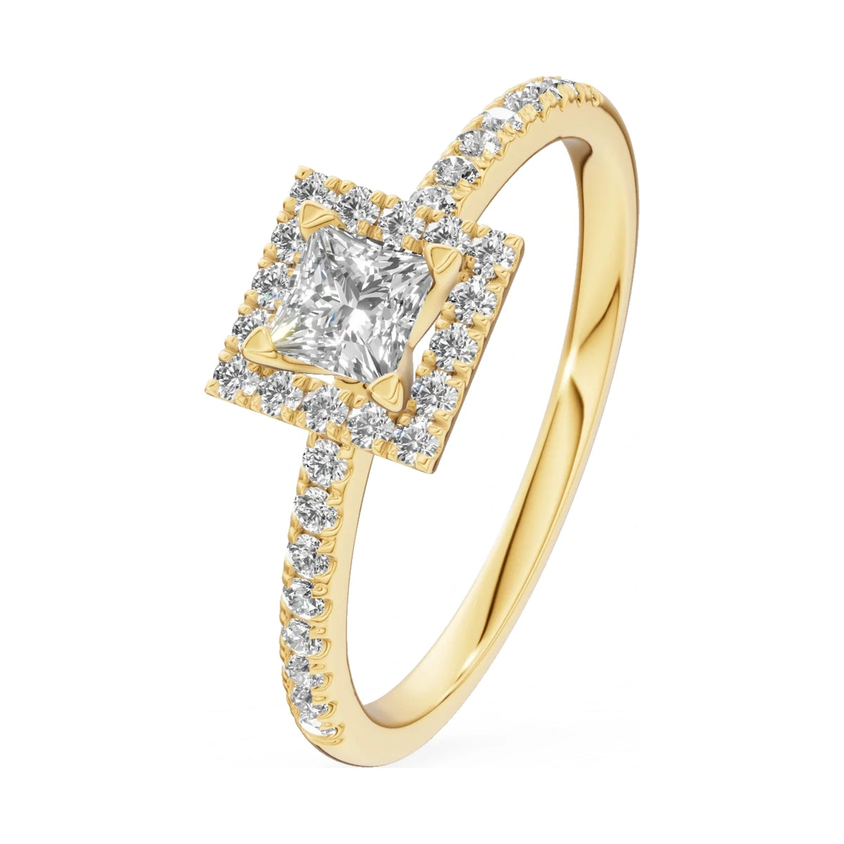 0.30 ct princess-cut natural diamond GREMARI Seven Icon engagement ring in 14K yellow gold