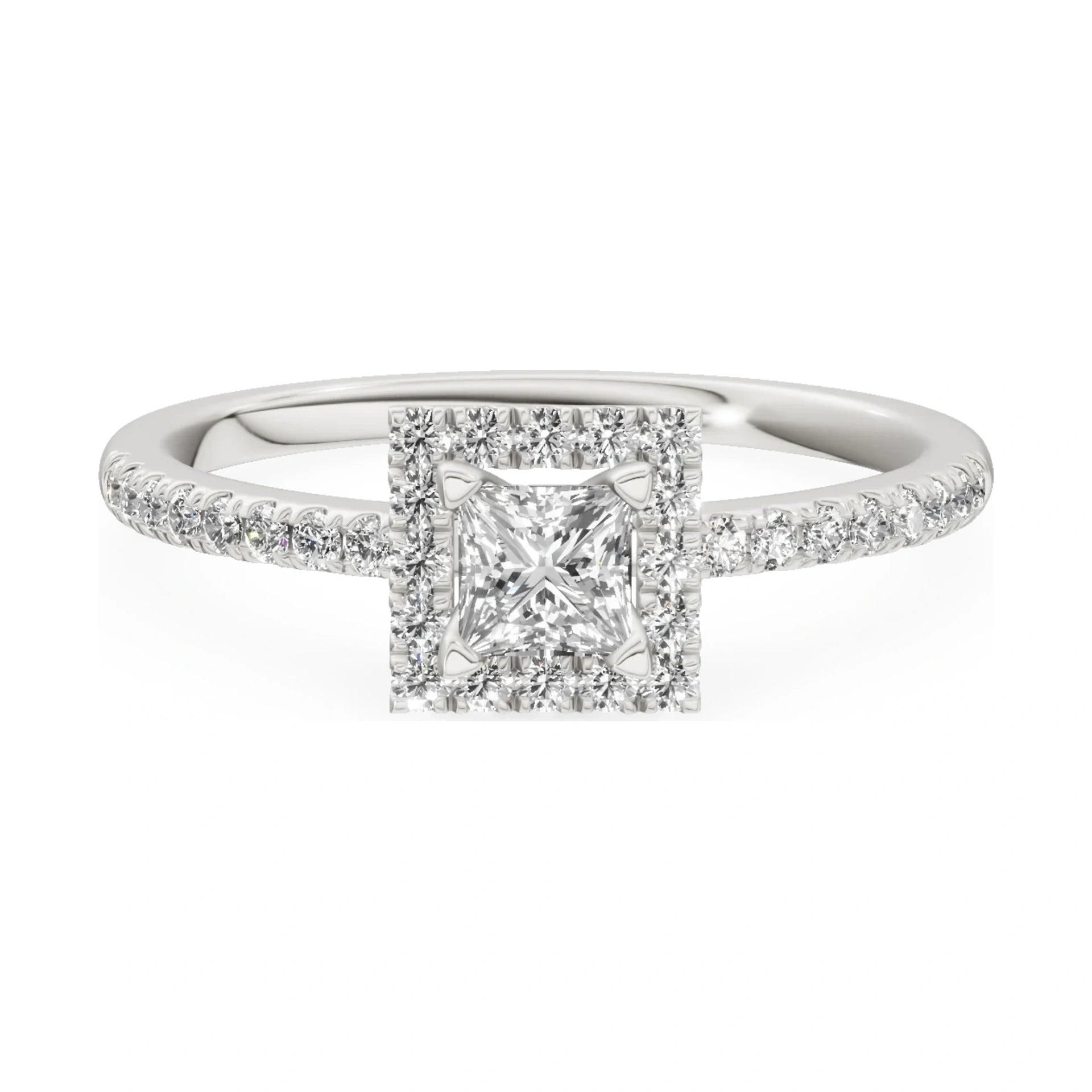 GREMARI Seven Icon 14K white gold engagement ring with 0.30 ct princess-cut natural diamond