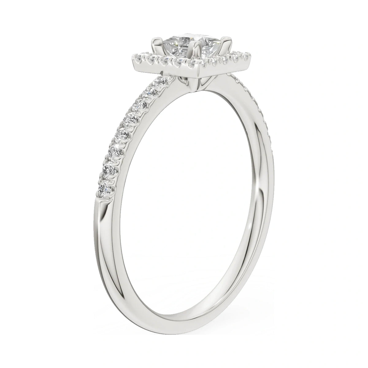 14K white gold GREMARI Seven Icon ring with 0.30 ct princess-cut natural diamond