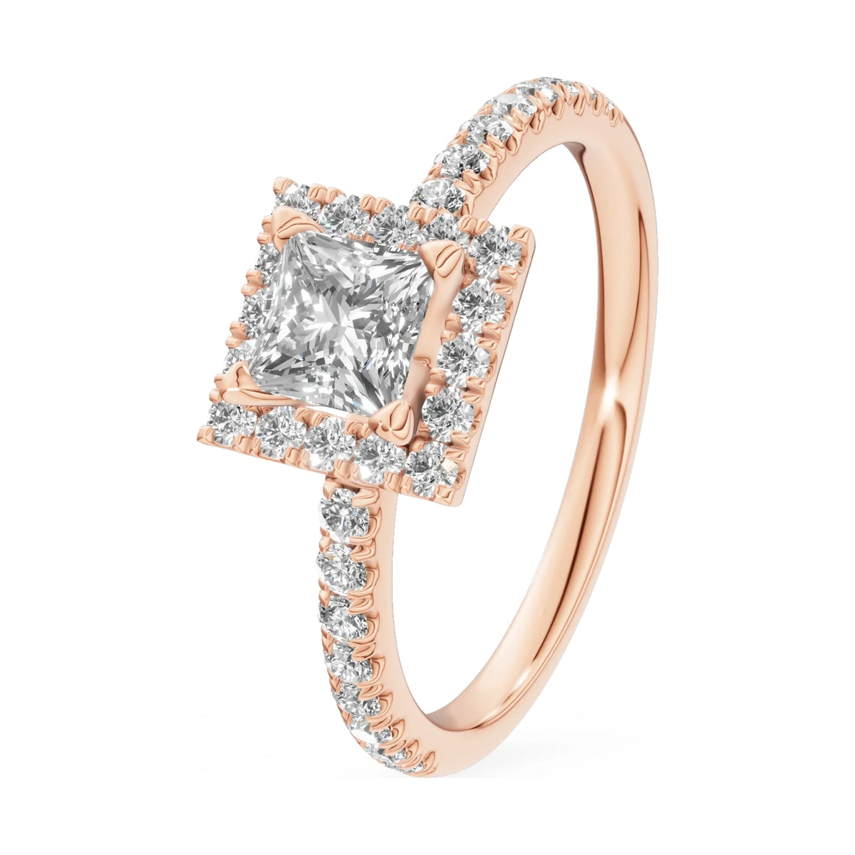 0.50 ct princess-cut natural diamond GREMARI Seven Icon engagement ring in 14K rose gold
