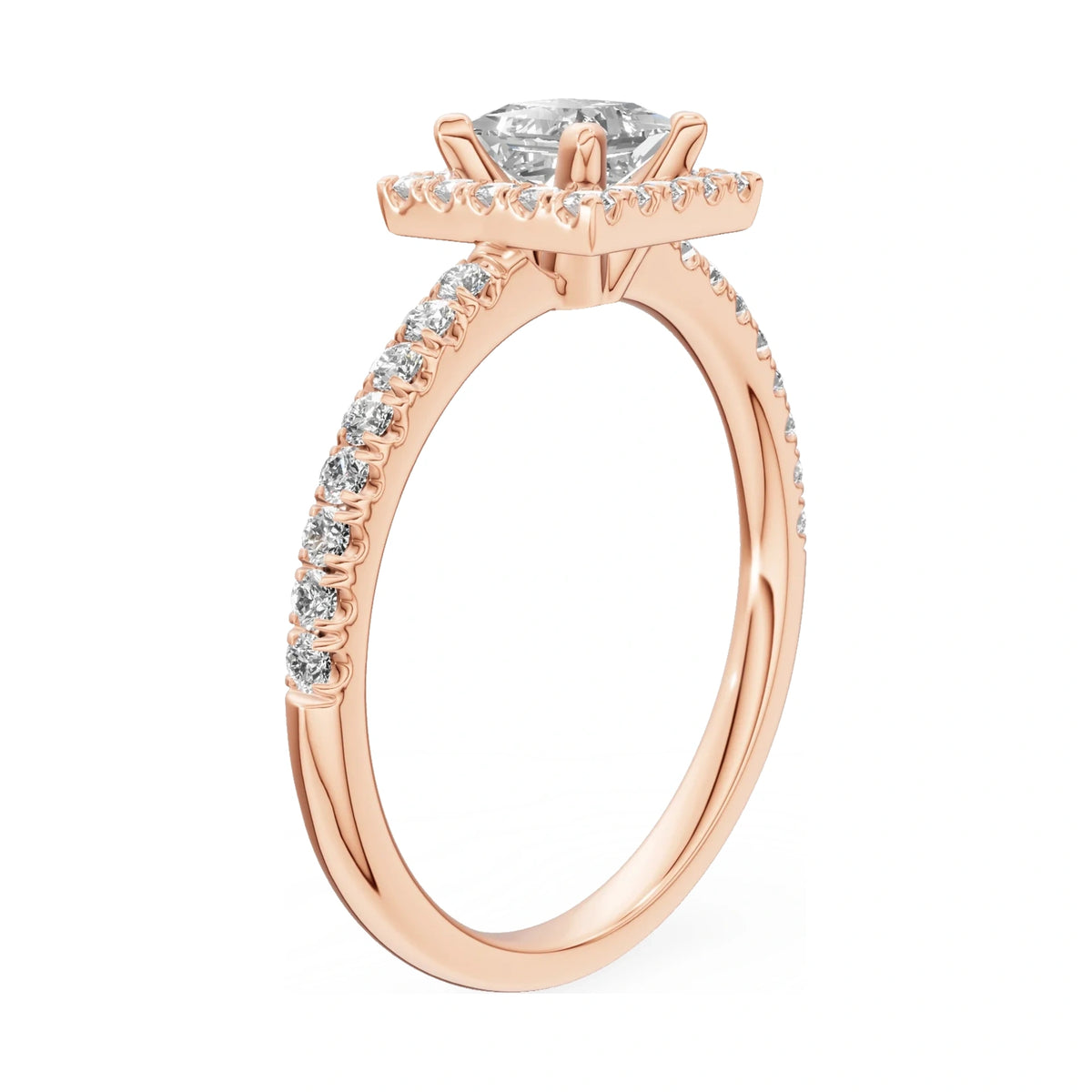 14K rose gold GREMARI Seven Icon ring with 0.50 ct princess-cut natural diamond