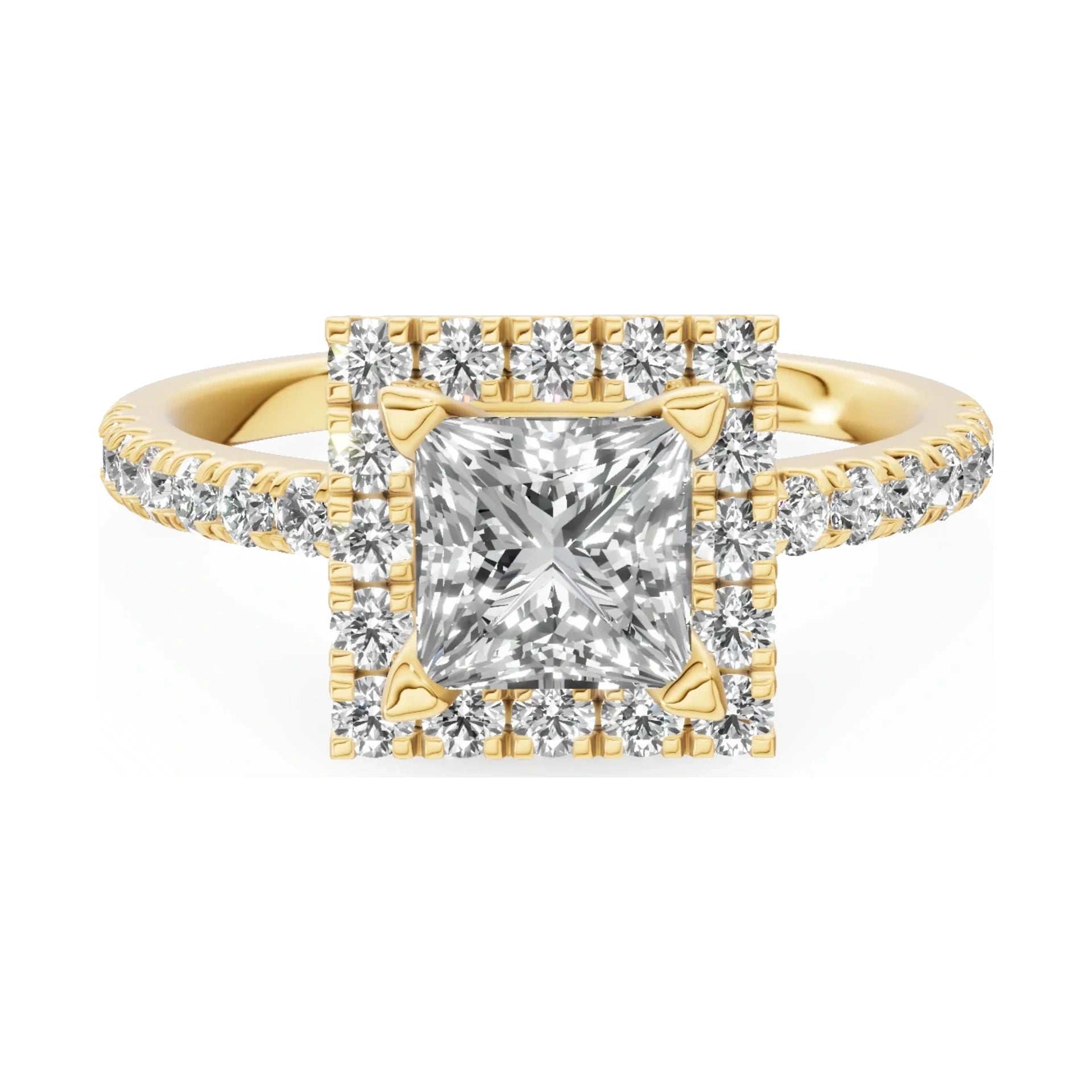 GREMARI Seven Icon 14K yellow gold engagement ring with 1.00 ct princess-cut natural diamond