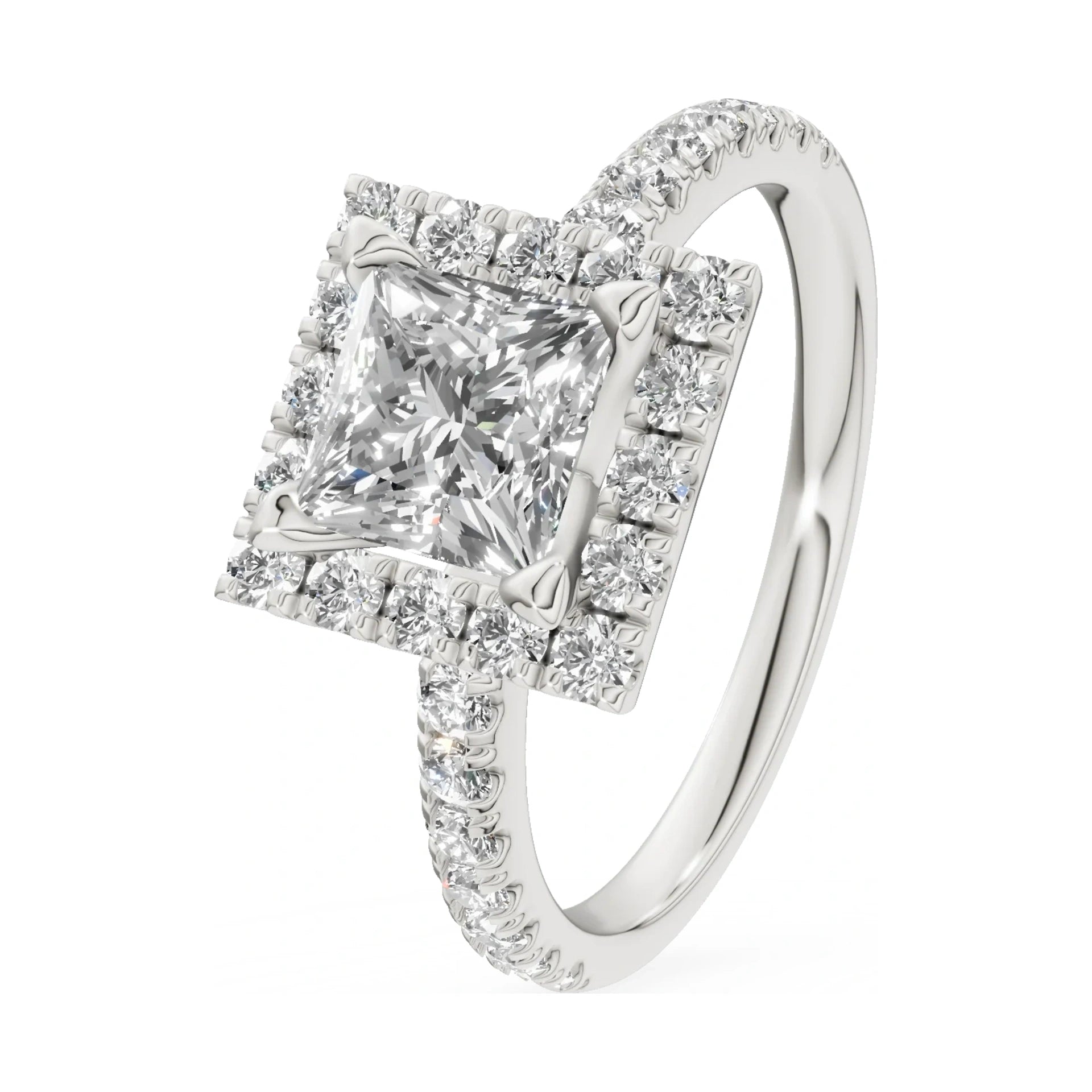 1.00 ct princess-cut natural diamond GREMARI Seven Icon engagement ring in 14K white gold