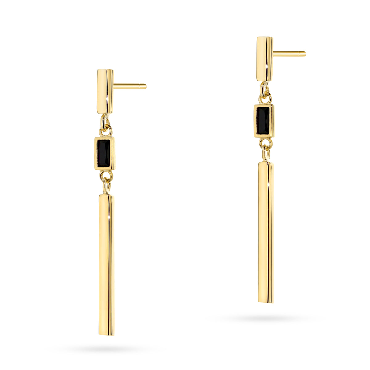 goldene Ohrstecker mit schwarzem Stein k-gw-1051-585