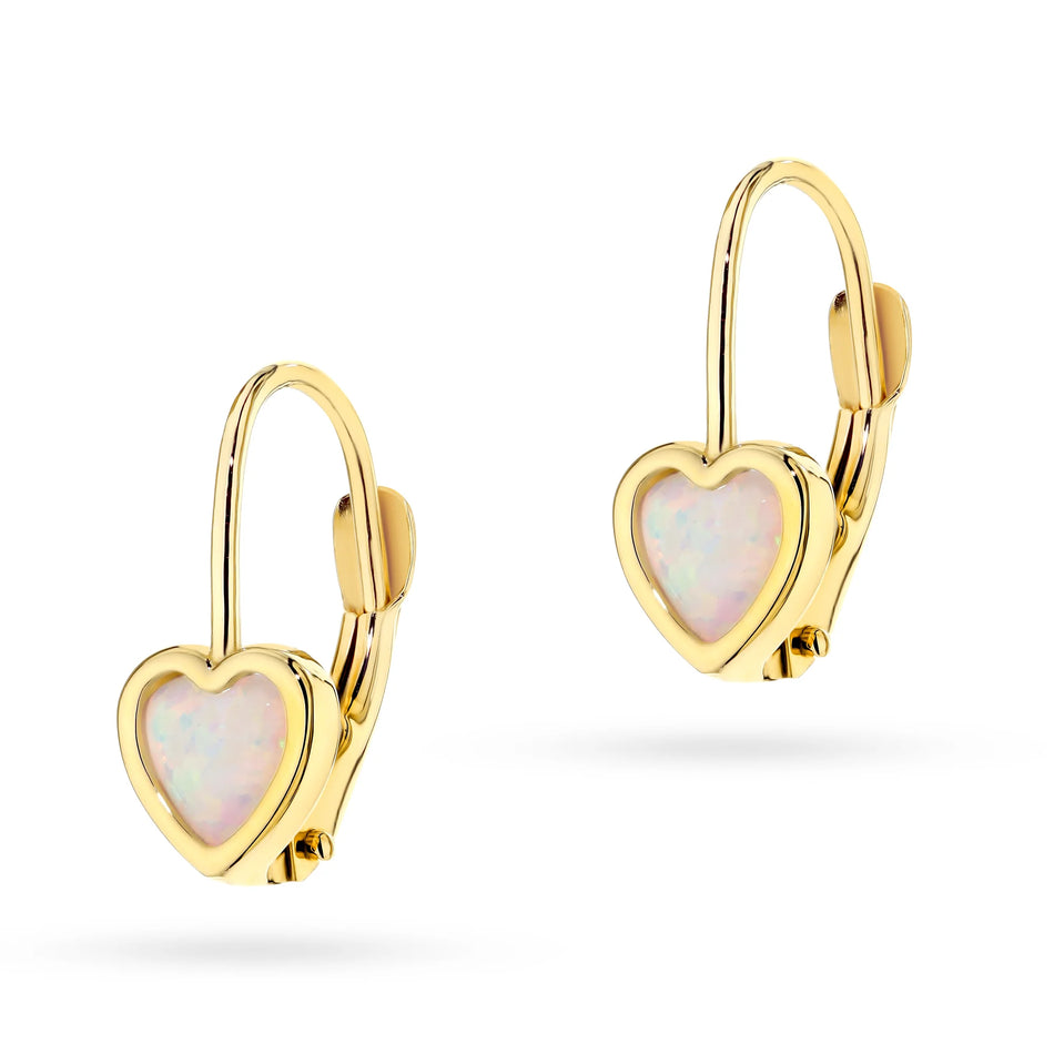 Gold Herz Ohrringe mit Opalit