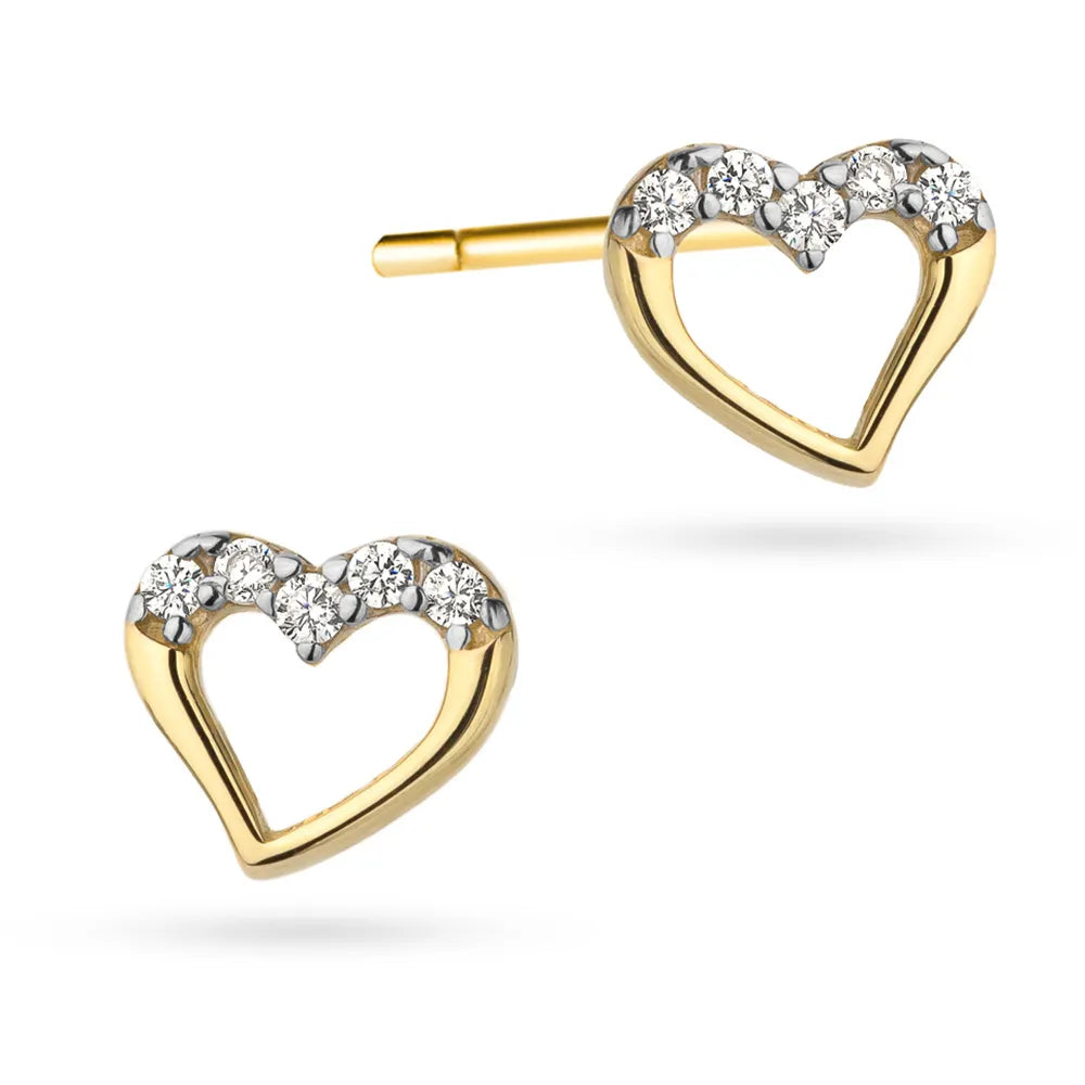 goldene Ohrstecker mit Zirkonia-Herzen k gw 263 585