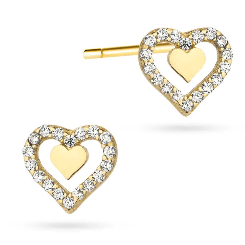 Ohrstecker aus Gold mit Zirkonia-Herz K GW 277 585