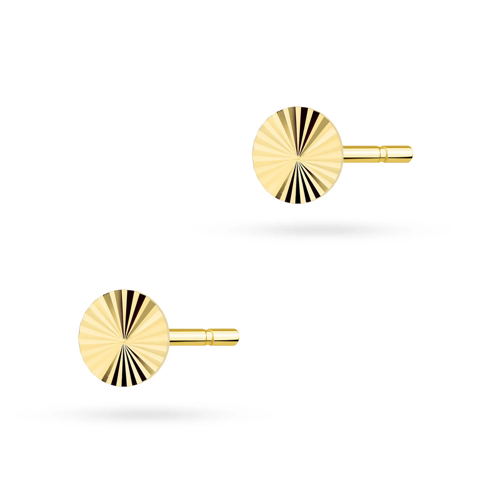 Gelbgold Klassische Runde Ohrstecker mit diamantierter Oberfläche
