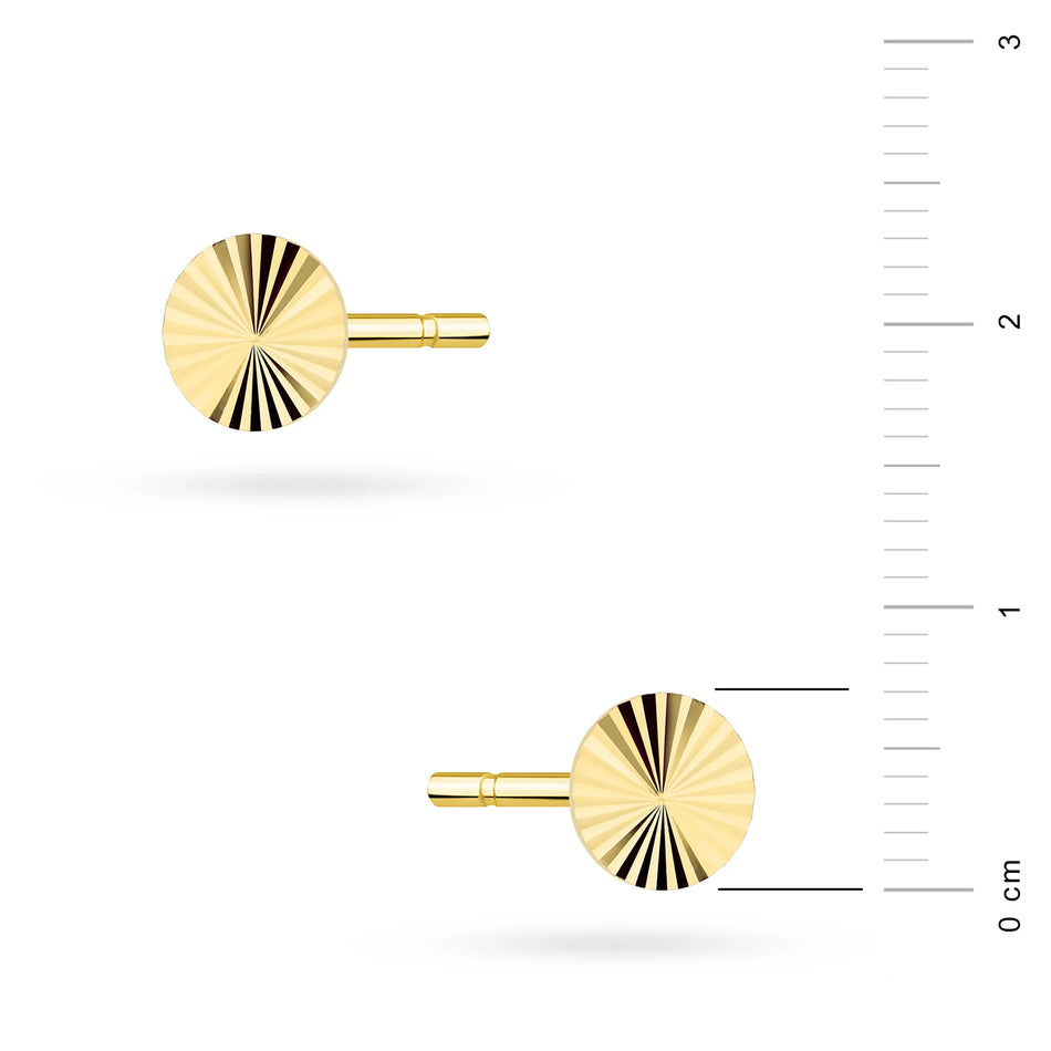 Gelbgold Klassische Runde Ohrstecker mit diamantierter Oberfläche