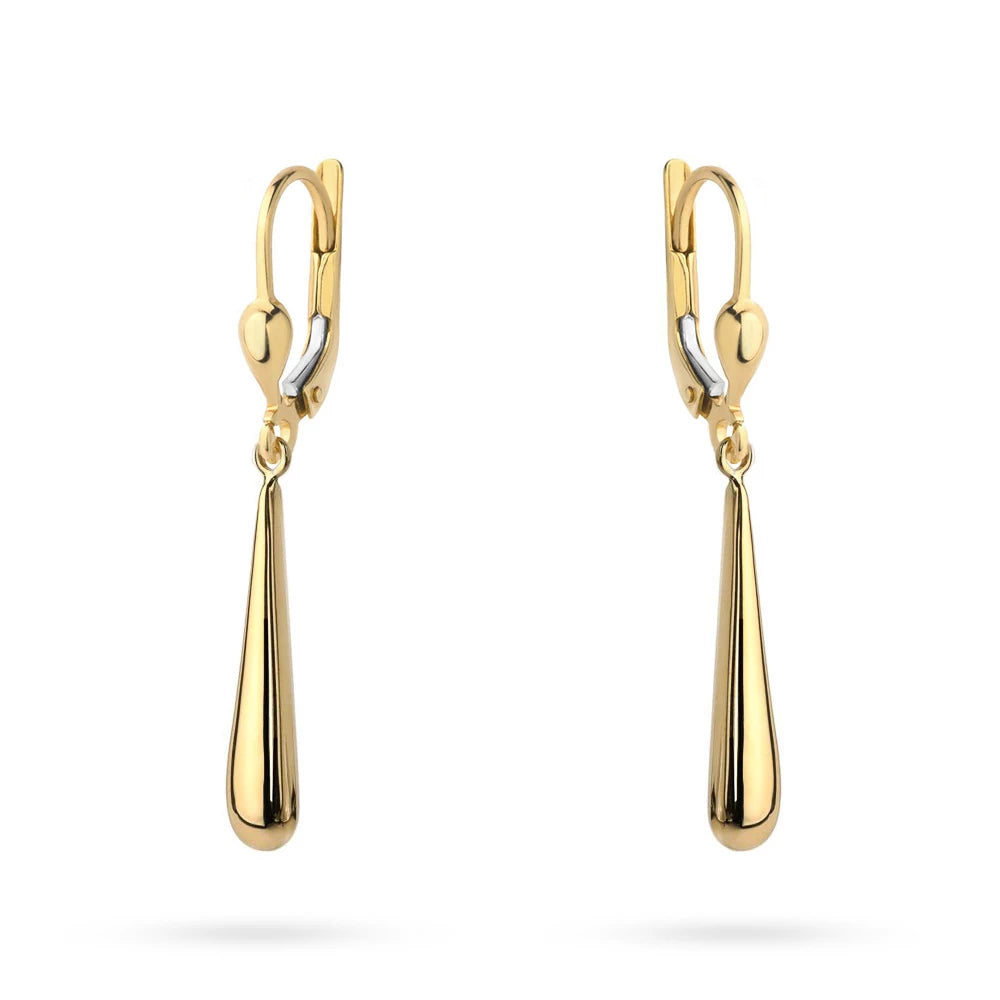 goldene Ohrringe mit englischem Verschluss und Zirkonia-Keulen k-gw-513-585