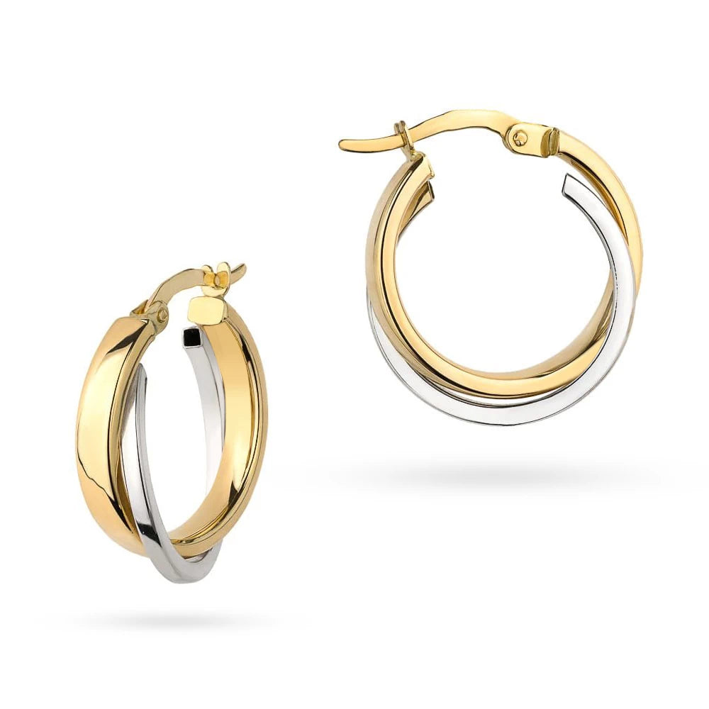 zweifarbige Gold-Kreolen-Ohrringe-doppelte-Ringe-k-gw-542-585