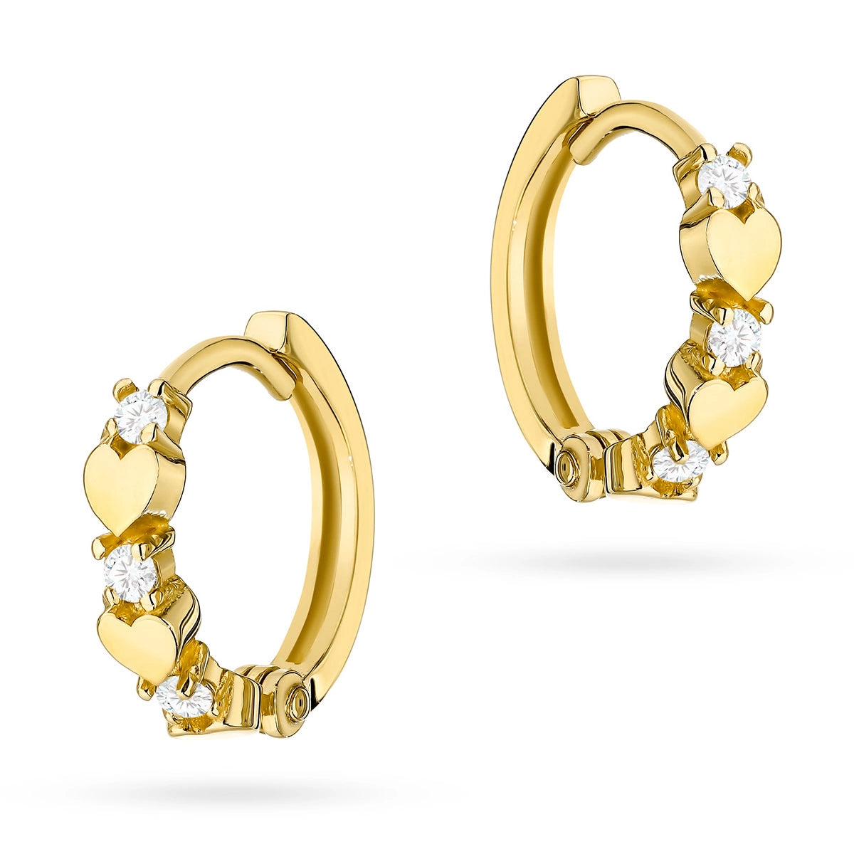 goldene Creolen-Ohrringe mit Zirkonia-Herzen k-gw-619-585