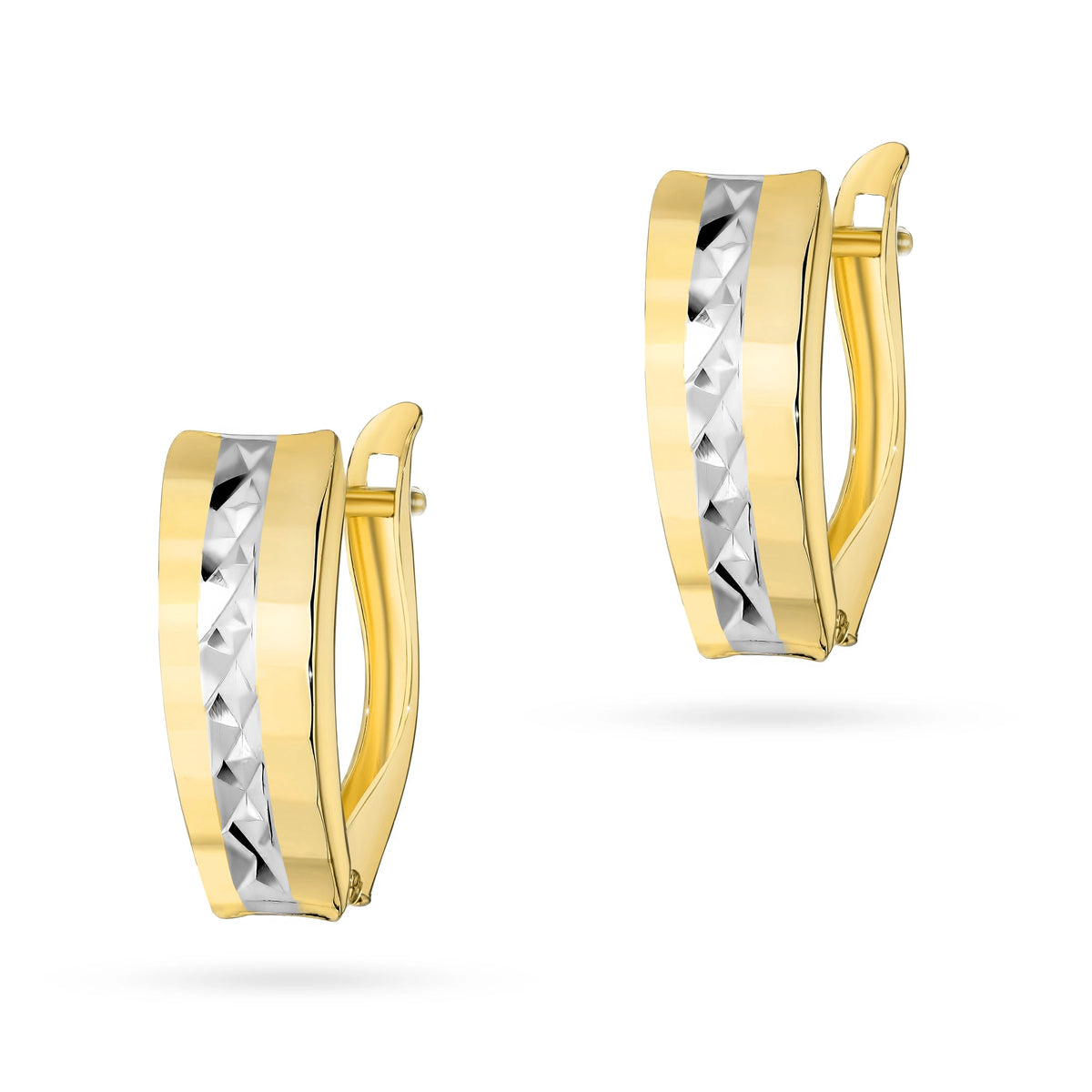 zweifarbige Goldohrringe mit englischem Verschluss Quadrate K GW 682 585