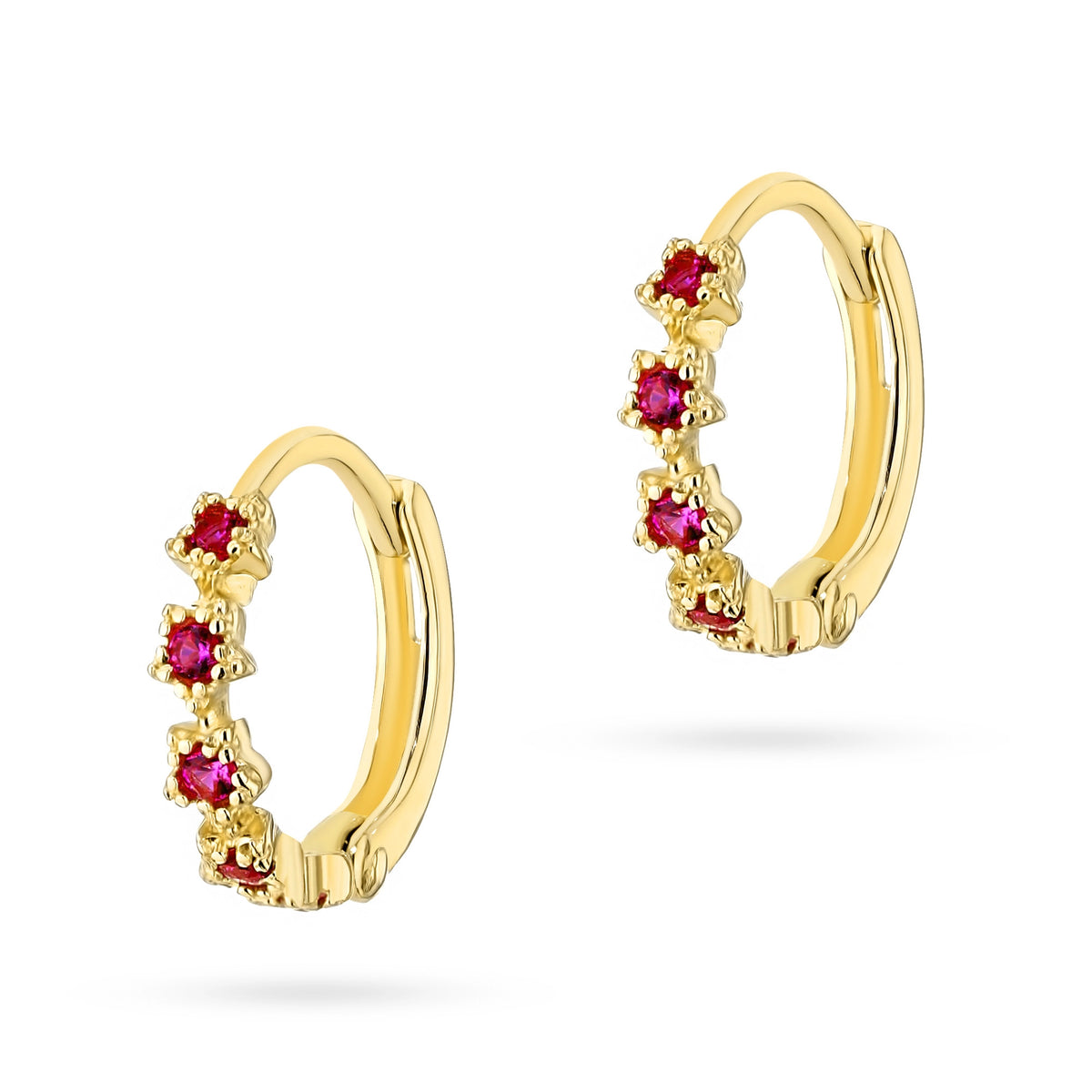 goldene Creolen-Ohrringe mit Zirkonia-Blumen k-gw-837-585