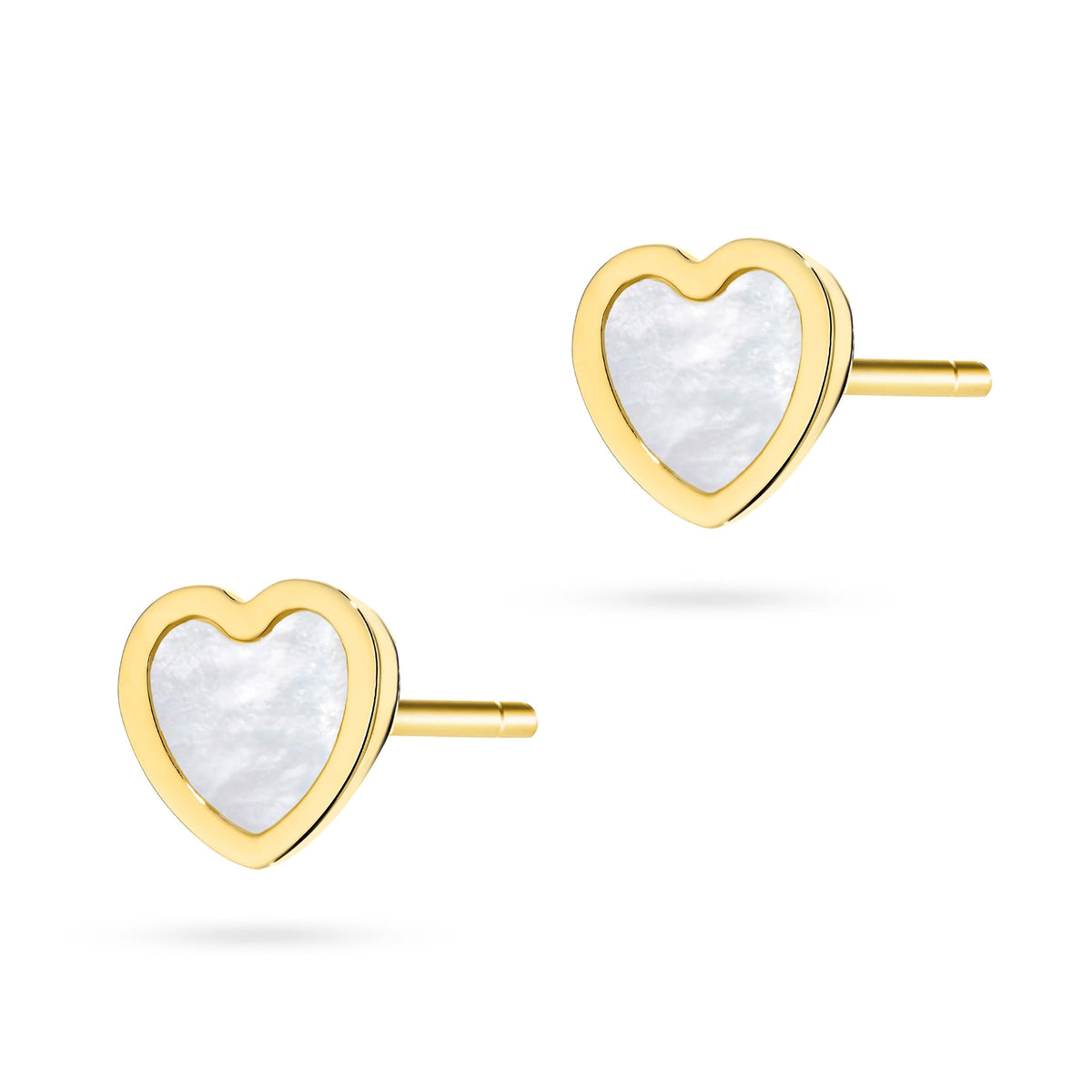 goldene Ohrstecker mit Perlmutt-Herzen k gw 880 585