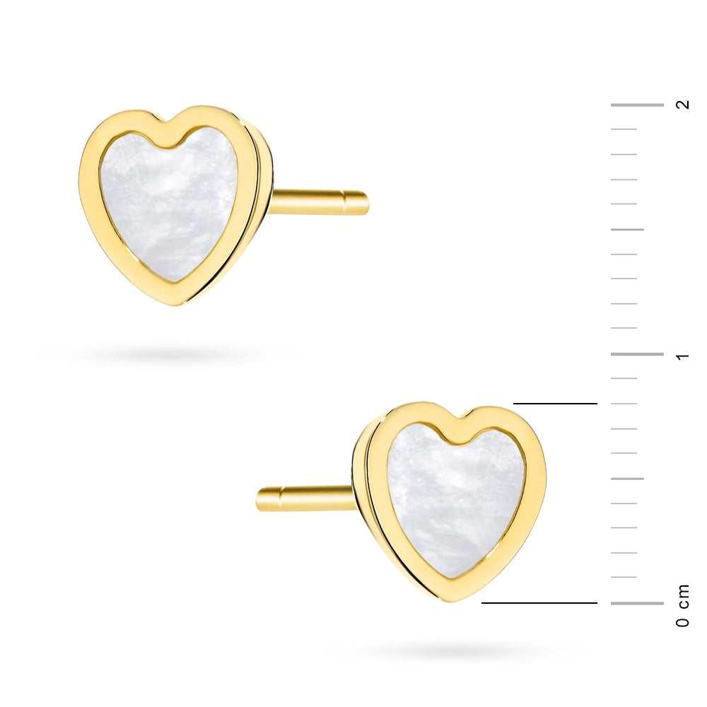 goldene Ohrstecker mit Perlmutt-Herzen k gw 880 585